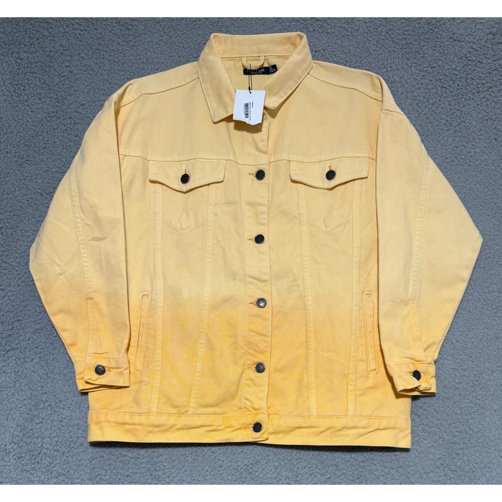 NEW Nasty Gal Collection Oversized Yellow Ombre Denim Jacket Womens Size 0